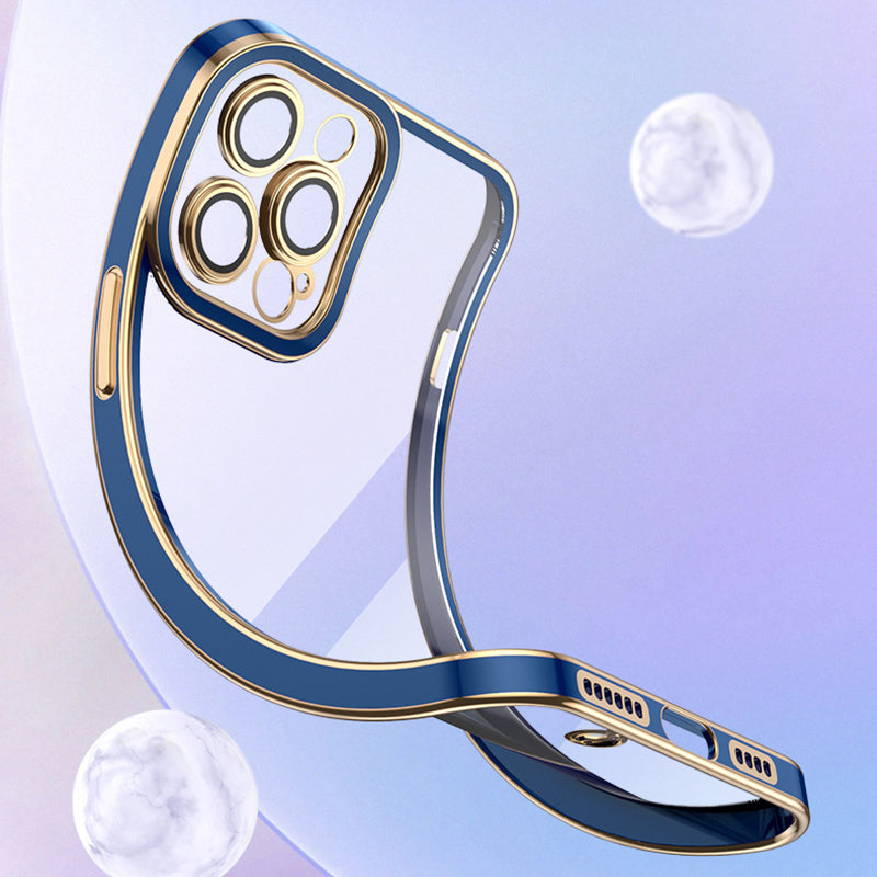 For iPhone 12 Pro 6.1 inch Transparent TPU Cover Anti-collision Airbag Design Electroplated Back Case with Plastic Lens Film For iPhone 12 Pro 6.1 inch Transparent TPU Cover Anti-collision Airbag Design Electroplated Back Case with Plastic Lens Film